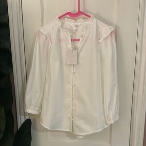 LC Lauren Conrad White Blouse with Button Accents